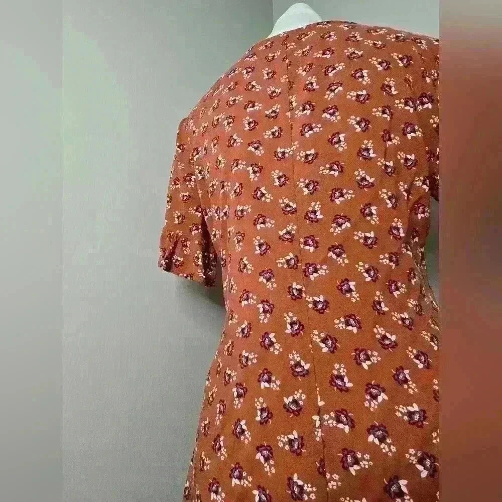 Wild Fable Rust Mini Foral Button-Down Dress - Picture 5 of 8